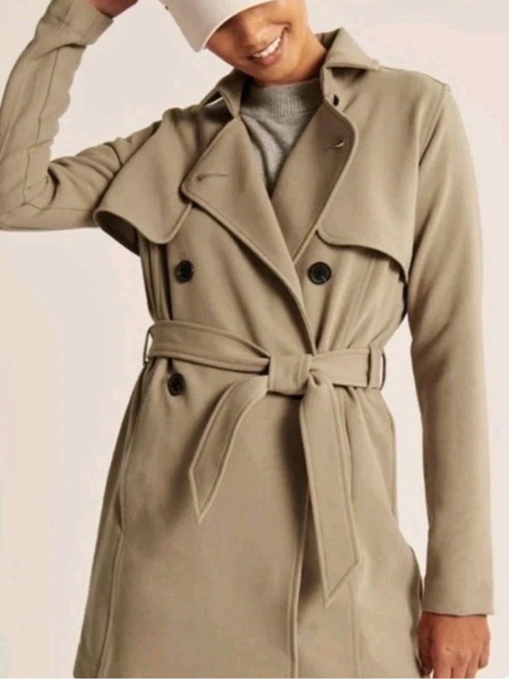 Abercrombie & Fitch Classic Stylish Chic Trench Coat 🧥 Mid Length Camel Tan M